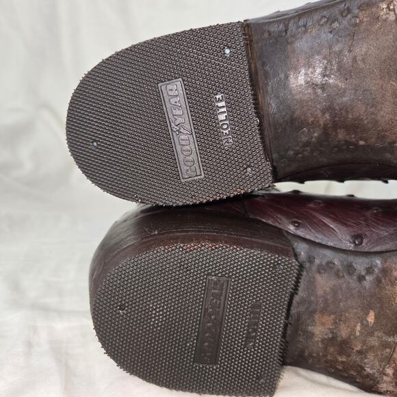 Lucchese Classic Size 10.5 D Full Quill Black Cherry Ostrich Boots Straight Heel main image 5